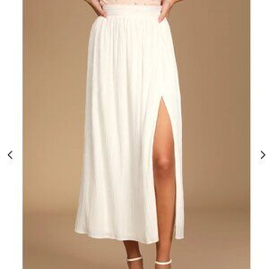 Midsummer Memories White Mid-Rise Maxi Skirt